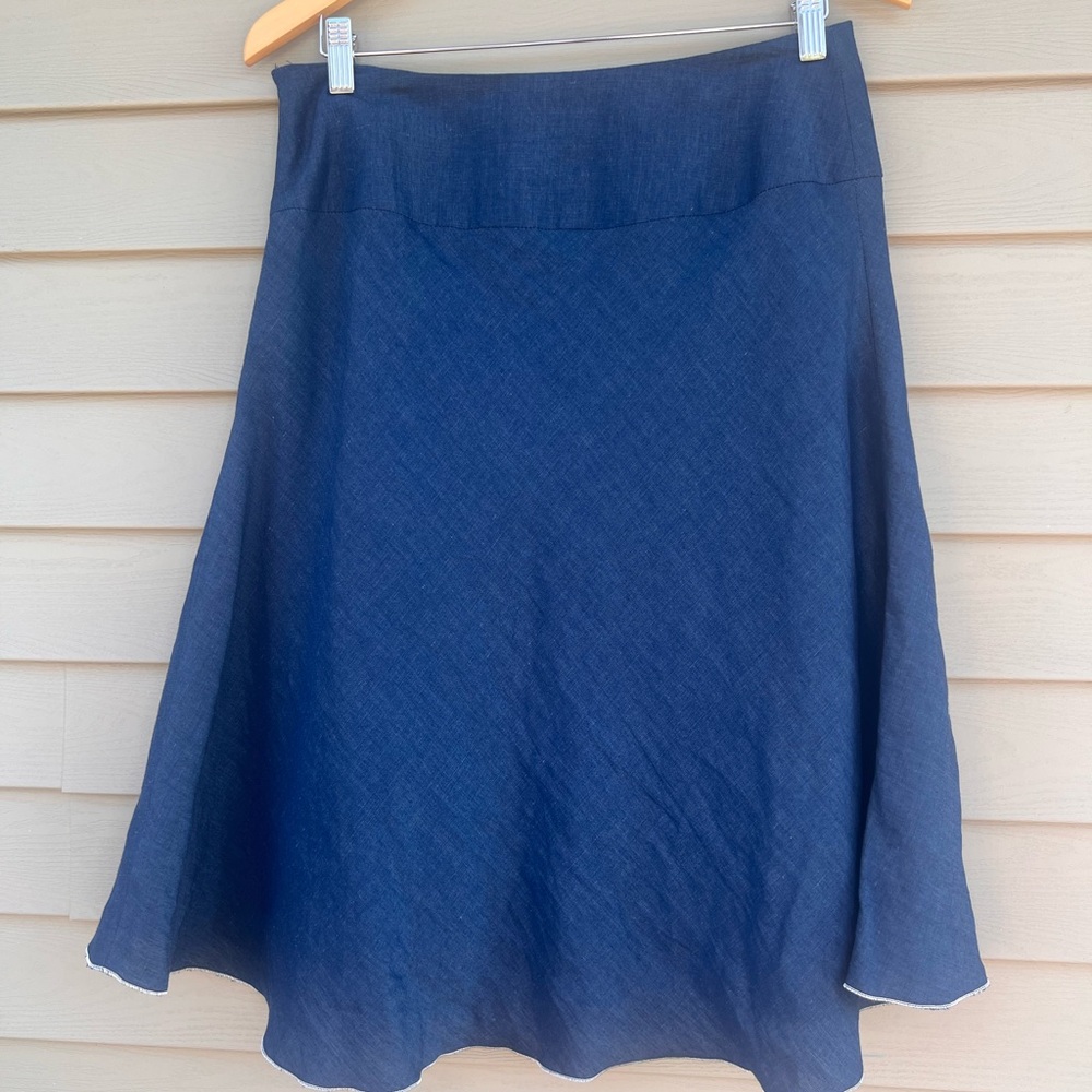 Jones New York Blue Linen blend embroidered skirt - Size 8 - Picture 3 of 12